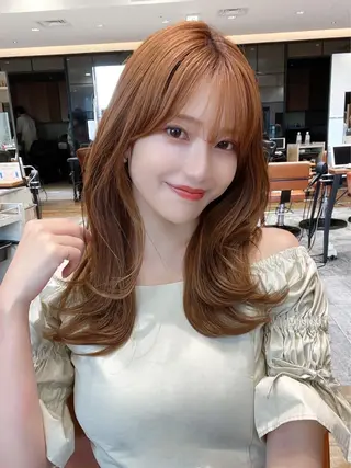 セミロング カラー 顔周り/くびれヘア 韓国ヘア💕風間るなのヘアスタイル