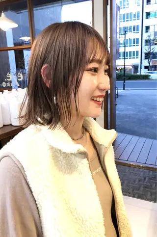 ミディアム クロスパーマ× 透明感カラー✂︎のヘアスタイル
