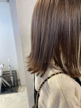 ミディアム ピンク/ベージュ /似合わせ/田島百華のヘアスタイル