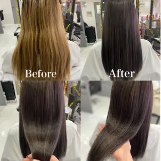 ロング カラー 髪質改善×矯正🫧 韓国ヘアasamiのヘアスタイル