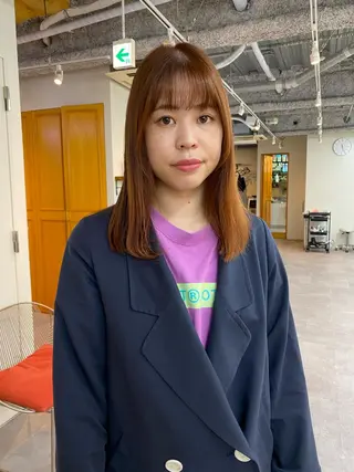 セミロング カラー yumeka🩶ボブ 暖色/透け感カラーのヘアスタイル