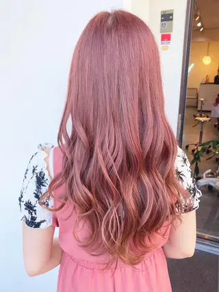 セミロング カラー パーマ ヘアアレンジ メンズ キッズ 艶ピンク*ヘアセット 🌙shioriのヘアスタイル