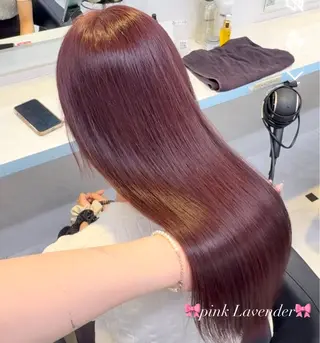 ロング カラー ブリーチなし🍒中韓 /暖色系🍒のヘアスタイル