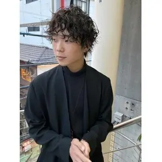 ミディアム メンズ パーマ fin,怜哉 /イルミナカラーのヘアスタイル