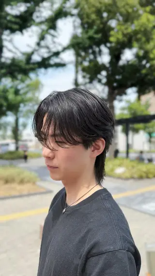 ミディアム カラー パーマ メンズ SLASHメンズ専門 大西郁也のヘアスタイル