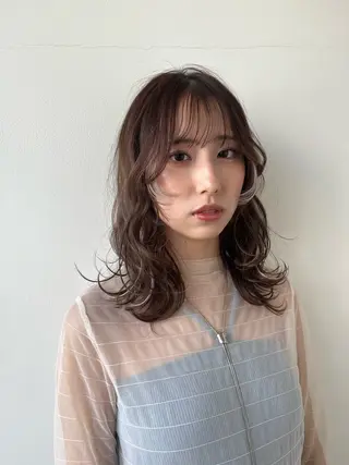 セミロング 暖色カラー/似合わせ カット/名古屋/辻のヘアスタイル