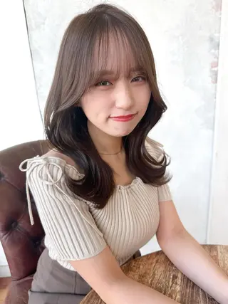 セミロング カラー 顔周り/くびれヘア 韓国ヘア💕風間るなのヘアスタイル