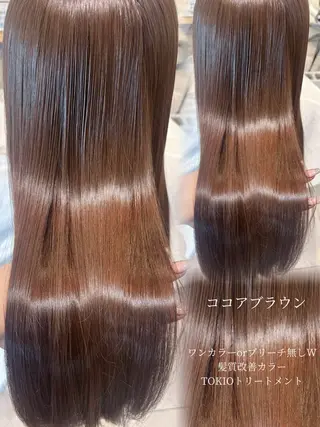 ロング カラー 肌に馴染むハイトーン /ミルクティーカラーのヘアスタイル