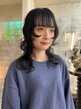 ロング カラー パーマ haco＋所属・圧倒的デザイン力 店長🎨RENAのヘアスタイル