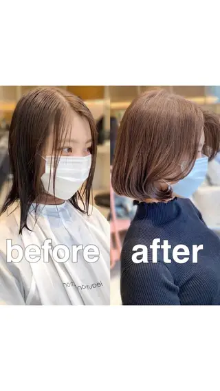 ミディアム カラー パーマ ヘアアレンジ 小野寺瑞希 /最小顔カットのヘアスタイル