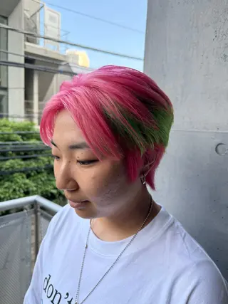 ショート 山影✨バレイヤージュ ハイライト✨メンズ◎のヘアスタイル