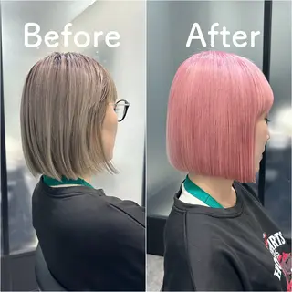 ミディアム カラー 艶髪ハイトーン ちひろ🌙+.°のヘアスタイル