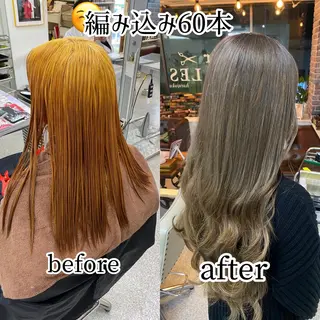 ミディアム カラー レイヤーウルフ エクステ磯部のヘアスタイル