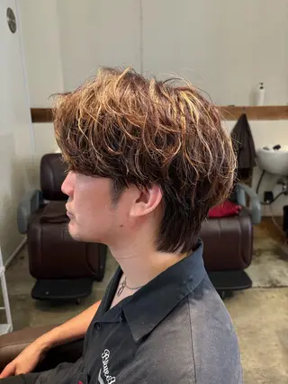 パーマ メンズ Earth日吉所属・✨髪質改善カラー✨ 赤味除去カラー／理久のヘアスタイル