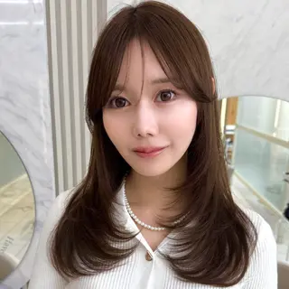 セミロング カラー 結べるレイヤー/ ミディアム/島田 佑のヘアスタイル