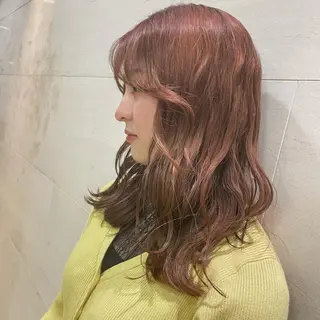ロング カラー ハイトーン/暖色/ 眉/メイク/Rinaのヘアスタイル