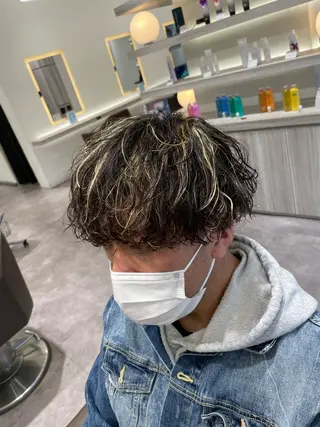 ショート カラー パーマ メンズ Reginavita栄所属・パーマ×メッシュ/ 本日空き○/岡本一真のヘアスタイル