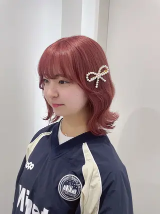 ミディアム 盛れる暖色🎀ガーリ ーヘア🎀きっかのヘアスタイル