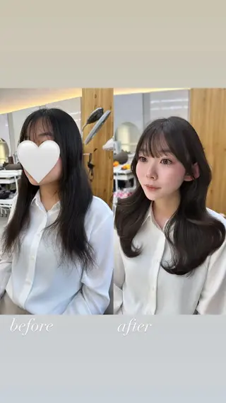 セミロング oto🎀×美髪× シースルー前髪🤍のヘアスタイル