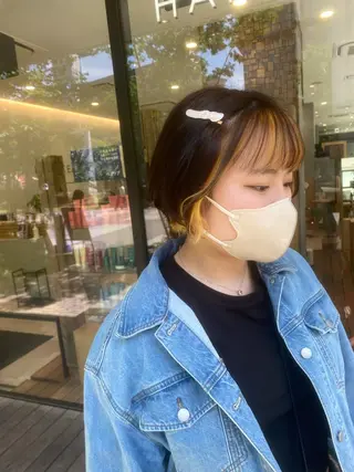 ミディアム カラー パーマ ヘアアレンジ メンズ 加藤 愛実のヘアスタイル