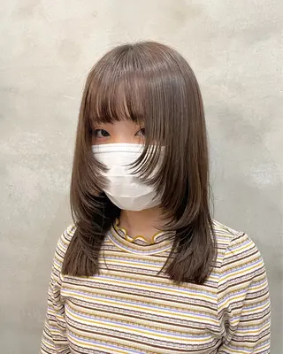 セミロング カラー ヘアアレンジ 【ピンク/韓国ヘア/ ヘアセット】亜海のヘアスタイル