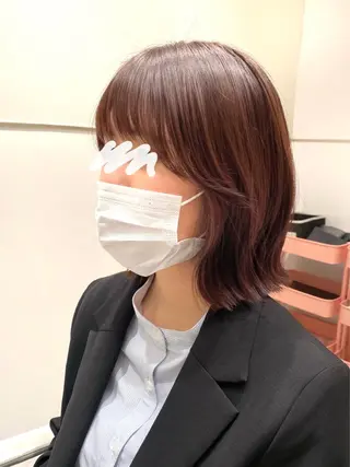 ミディアム カラー パーマ ヘアアレンジ 小野寺瑞希 /最小顔カットのヘアスタイル