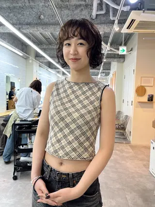 ショート パーマ benji仙台所属・KOKI/ ボブ/ パーマ/透明感カラーのヘアスタイル