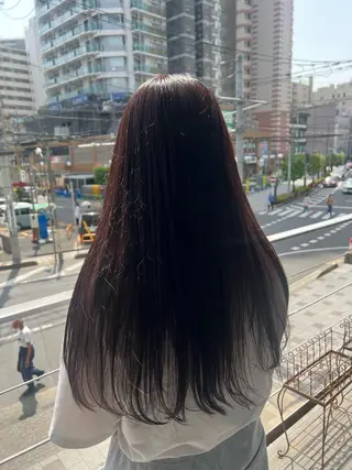 ロング カラー 羽根 ひなののヘアスタイル
