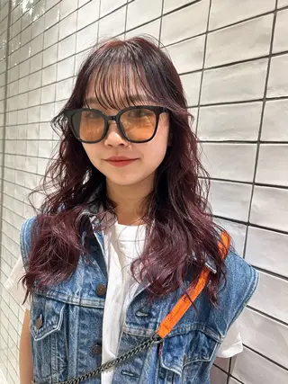 ロング カラー ayano🍒パーマ 暖色カラーのヘアスタイル