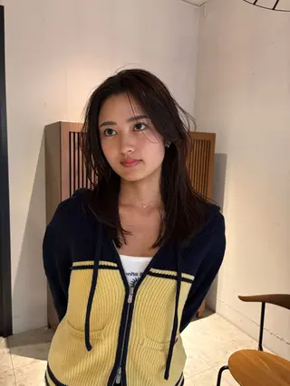 セミロング カラー パーマ 竹下 浩一のヘアスタイル