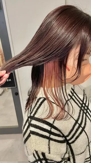 ミディアム カラー 👑髪質改善カラー 中垣斗希のヘアスタイル