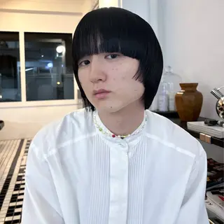 ミディアム カラー メンズ ☆RUO☆/ハイトー ンBob/デザインのヘアスタイル