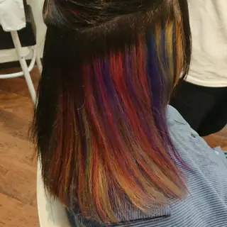 ミディアム カラー ヘアアレンジ グラデ❣️インナー 派手髪Fumiyoのヘアスタイル