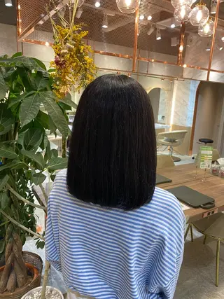 ミディアム カラー ボブ/巻ける縮毛矯正 /韓国レイヤーはなのヘアスタイル