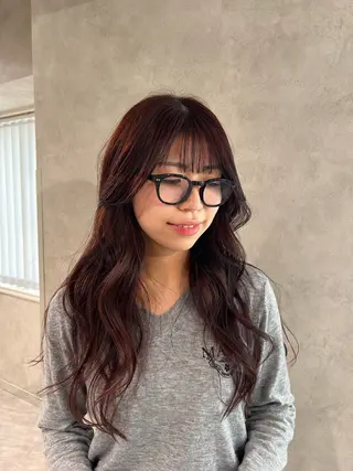 ロング カラー ayano🍒パーマ 暖色カラーのヘアスタイル