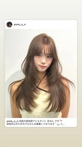 セミロング 縮毛矯正/レイヤー 韓国/顔まわり/夢音のヘアスタイル