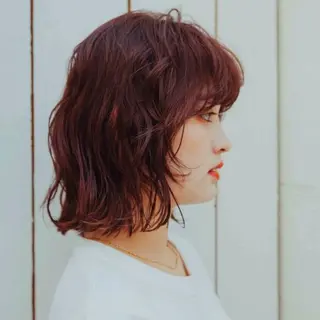 ミディアム カラー ハイトーン/ボブ/ ハイライト🌱ᩚ涼介のヘアスタイル