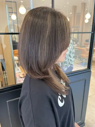 セミロング カラー ラブーケ中川中島店 クラタチカコのヘアスタイル