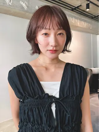 ショート カラー パーマ 🫧小顔×似合わせ× 透明感カラー🫧のヘアスタイル