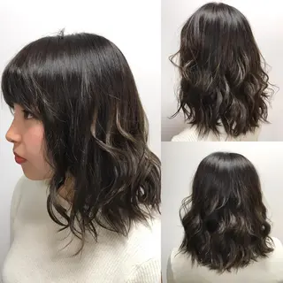 ミディアム カラー パーマ 縮毛/レイヤー 韓国/橋口のヘアスタイル