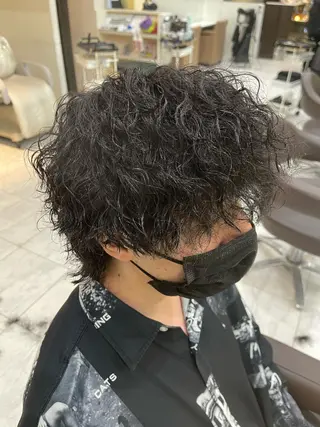 ミディアム パーマ メンズ ❄️メンズカット 落合諒❄️のヘアスタイル