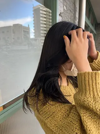 セミロング カラー 酸性縮毛矯正 Coreすずのヘアスタイル