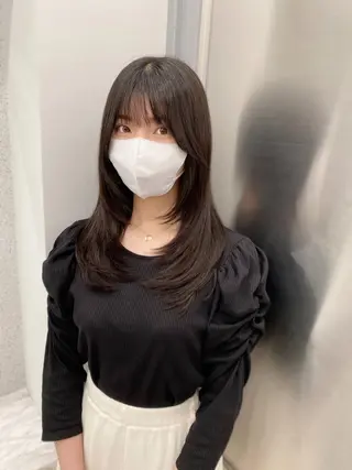 ロング 京都レイヤーカット/ 縮毛矯正/羽柴りくのマツエク・マツパデザイン