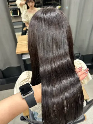 セミロング 女性らしいモテヘア 韓国ヘアhikariのヘアスタイル