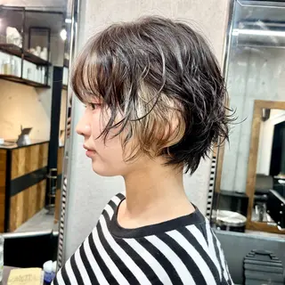 ショート カラー パーマ ショートボブ髪質改善 縮毛矯正上手い山道潤のヘアスタイル