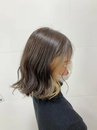 ミディアム カラー 山下恋佳/矢場町/ ブリーチ/ショートのヘアスタイル