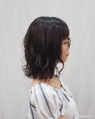 ミディアム 顔周りレイヤーカット 髪質改善代表西村功平のヘアスタイル