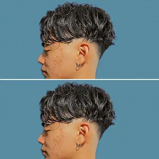 ミディアム パーマ メンズ &CREW スタッフのヘアスタイル