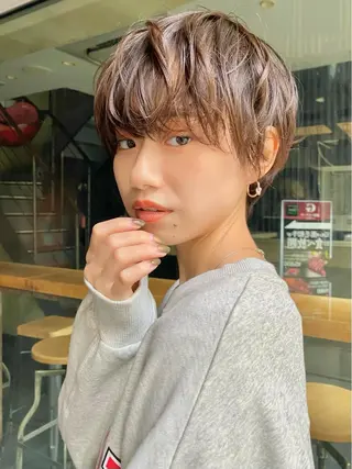 ショート カラー ボブ/縮毛矯正/ レイヤー/塚田のヘアスタイル