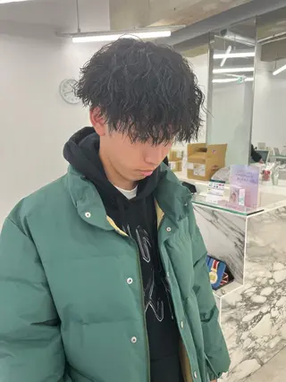 ミディアム カラー パーマ メンズ 森龍馬 メンズ専門美容師のヘアスタイル